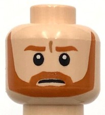 Lego New Light Nougat Minifigure Head Dual Sided Dark Orange Trim Beard Part