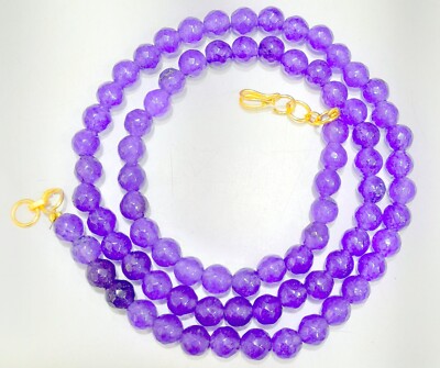 AMETHYST QUARTZ ROUND FACETED 6 MM GEMSTONE BEADS 1 NECKLACE 18''INCH