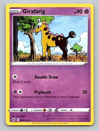 2023 Pokemon Card Crown Zenith Girafarig 61/159