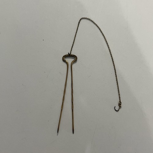 Antique Victorian Gold Filled Pince Nez Hair Pin Eyeglass Chain