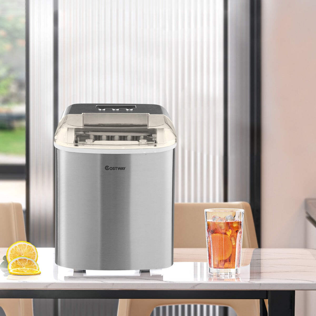 NNECW Portable Ice Machine with Self-Clean Function for Kitchen &amp Restaurant-image