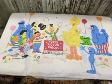 Vtg SESAME STREET BERT PIGEON CIRCUS Pillowcase Big Bird-Cookie Monster-Oscar