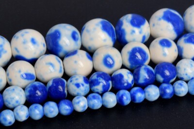 Summer Sky Blue Rain Flower Jade Beads Round Stone Loose Beads 4/6/8/10MM
