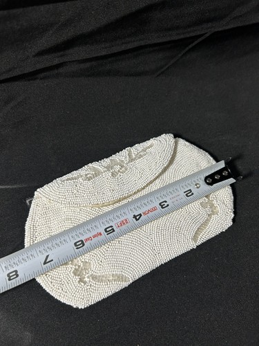 Vintage White Beaded Hand Clutch Made In Belgium by Walborg - Picture 17 of 18