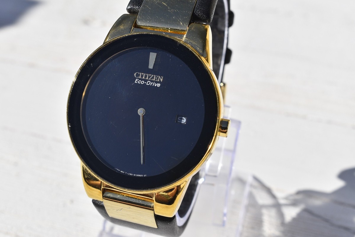 Citizen Axiom Men's Eco-Drive Gold Black Dial Watch J165