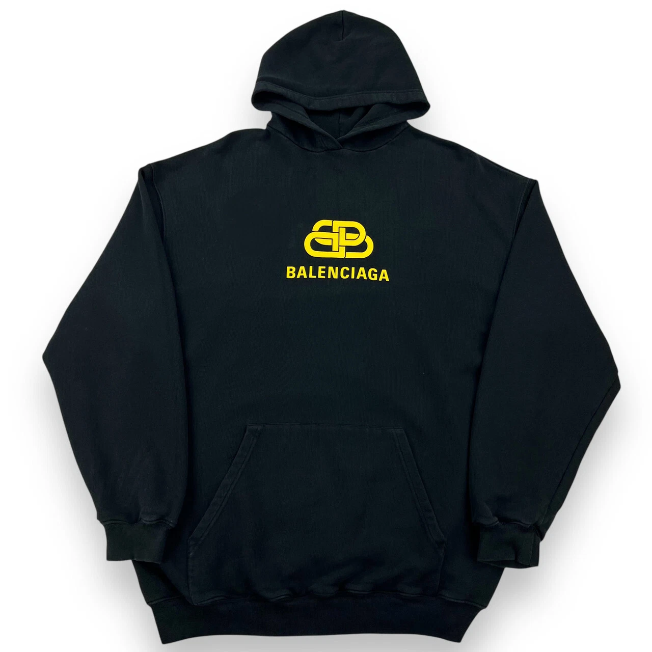 Felpa con cappuccio Balenciaga gialla con logo BB