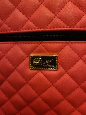 Betsey Johnson Black Pink Yellow Gold Quilted Faux Leather  display picture 1