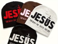 JESUS Knit Beanie: The Way, The Truth, The Life - BLACK AND SILVER LETTERS ONLY