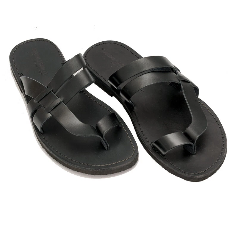 Sandales Homme En Cuir - Tongues Confortables - Pour Pieds Larges - Antidérapantes - Été