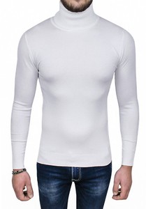 mens white fitted turtleneck