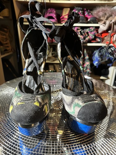 Mona Mia Collezione Heels Womens 8.5 Stiletto Buckle Gladiator Multicolor (15) - Picture 10 of 24