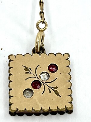 Antique Victorian Watch Fob with Gold Filled Y Chain Clear/Red Glass or  Stones