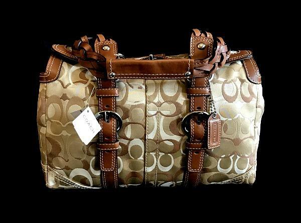 NEW Coach Chelsea Khaki Optic Signature Braided Handle Tote Bag