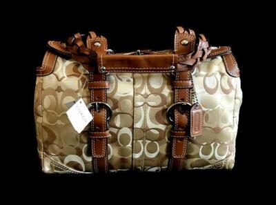 NEW Coach Chelsea Khaki Optic Signature Braided Handle Tote Bag