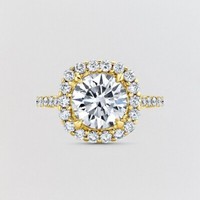 Verlobungsring Gelbgold 18 Karat Lab Grown Rund 3,5 Karat Diamant Igi-Zertifi...
