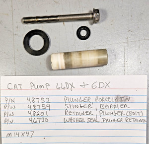 OEM Cat Pump Pressure Washer 48752 Ceramic Plunger 66DX,6DX  Bolt, Barrier, Seal