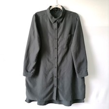 HYFVE Womens Gray Long Sleeve Collared Button Hi Low Hem Shirt Dress Size Large
