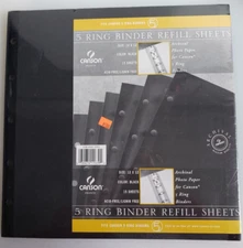 Cason France 5 Ring Binder Refill Sheets 12X12 Black Archival Photo Paper 15 Sht