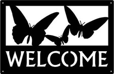 Butterflies Welcome Sign - Made in America - Outdoor Decor - Made in USA