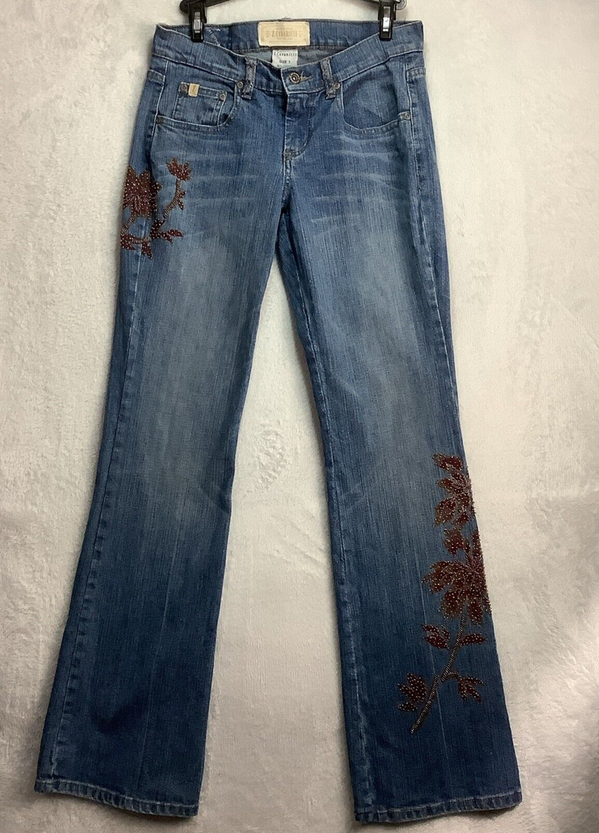 barbapicariページ Vintage Z Cavaricci jeans Women's Size 7 Floral Beaded Appliqué