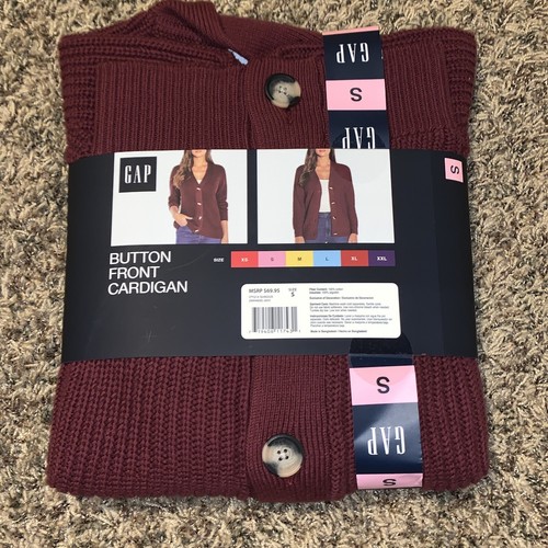 Women’s GAP Button Down Cardigan Sweater | NWT Size Small Burgundy - Picture 5 of 7