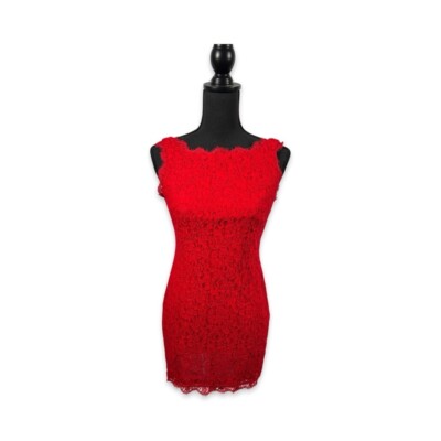 Adrianna Papell Red Lace Sheath Dress Sz 4 | eBay