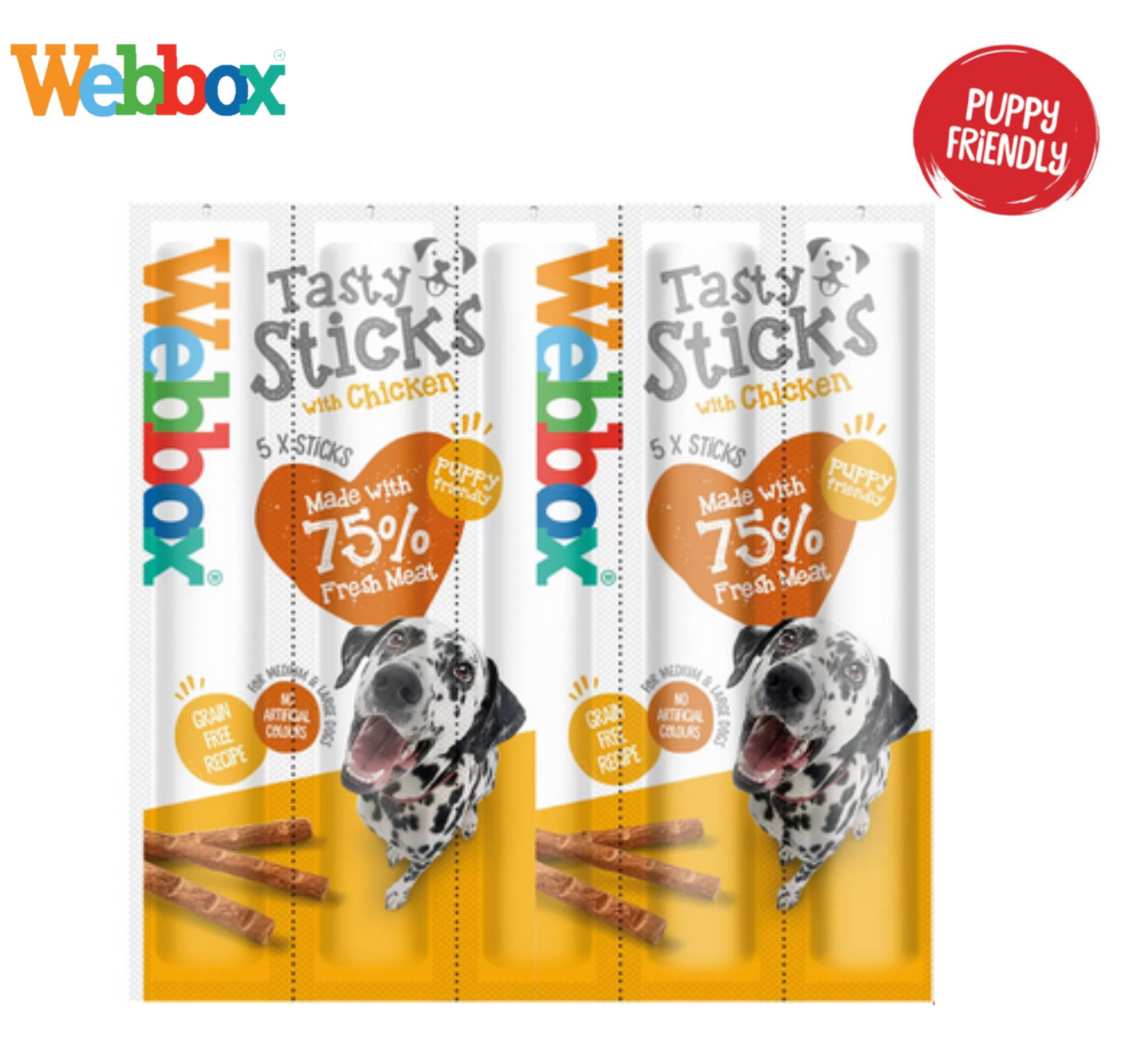 WEBBOX LARGE DOGS DELIGHT CHICKEN TASTY STICKS DOG PUPPY CHEW TREAT CASE OF 18