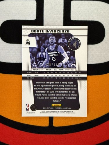 Donte DiVincenzo 2024-25 Panini Prizm Deca Blu /149 #90 - Foto 2 di 2
