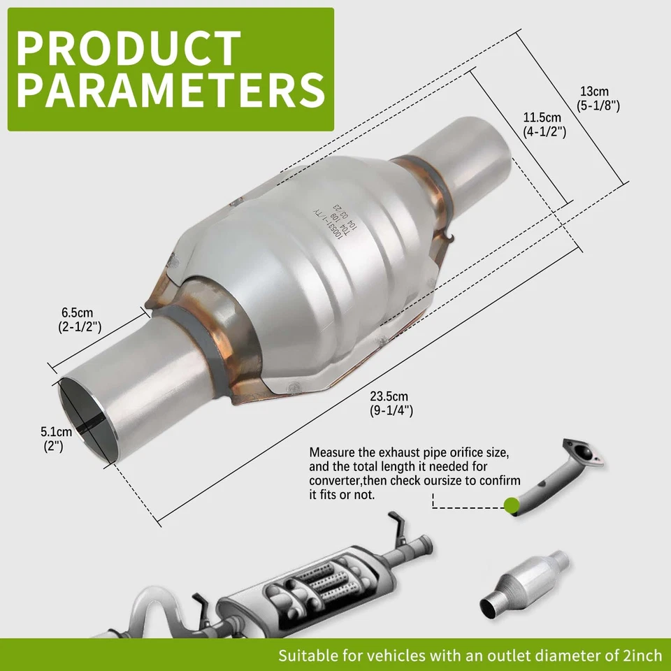 For Scion xD 2008-2012 1Pc 2" Inlet/Outlet Catalytic Converter w/Heat Shield EPA - Image 3 of 4