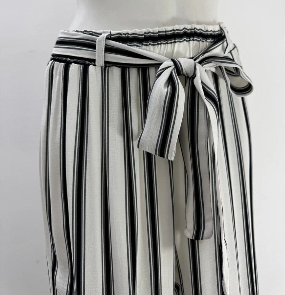 Ladies New Forever Striped Linen Look Belted Trousers Size   10 12 14 16 - Image 4 of 4