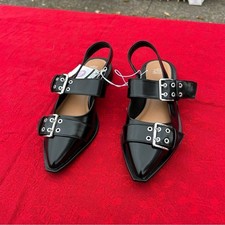 Size 6.5 Peyton Double Buckle black Slingback Flats by wild fable