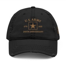 Distressed US ARMY 250th Anniversary Hat ARMY 1775-2025 Embroidered Cap