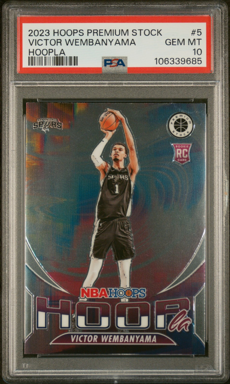 2023 PANINI HOOPS PREMIUM STOCK HOOPLA #5 VICTOR WEMBANYAMA PSA 10