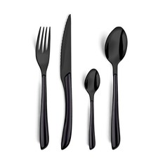 Lumino Service 16 couverts table acier inox Pour 4 personnes, Noir