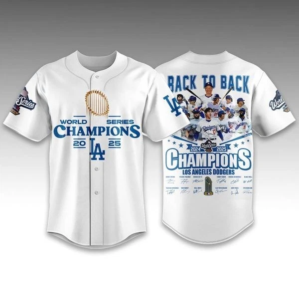 Dodgers Back To Back World Series Champions 2025 Baseball Jersey