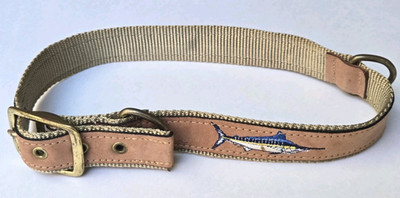 ZEP PRO Dog Collar XXL 24-28'' Embroidered Marlin Leather and Nylon USA-Made