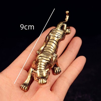 Brass Tiger Small Bronze Utensil Paperweight Desk Ornament Tea Pet