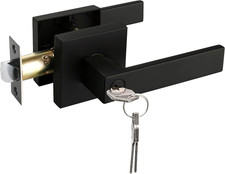 Keyed Entry Door Lever Lock Set Matte Black Reversible Zinc Alloy Handle