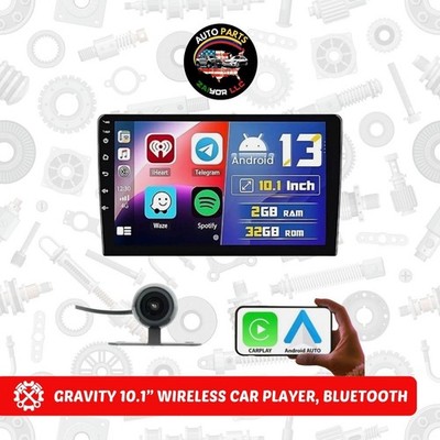 Gravity 10.1'' Wireless Car Player, Bluetooth, CarPlay, Android Auto Bluetooth