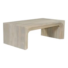 Pemberly Row Contemporary Solid Wood Coffee Table in White Finish