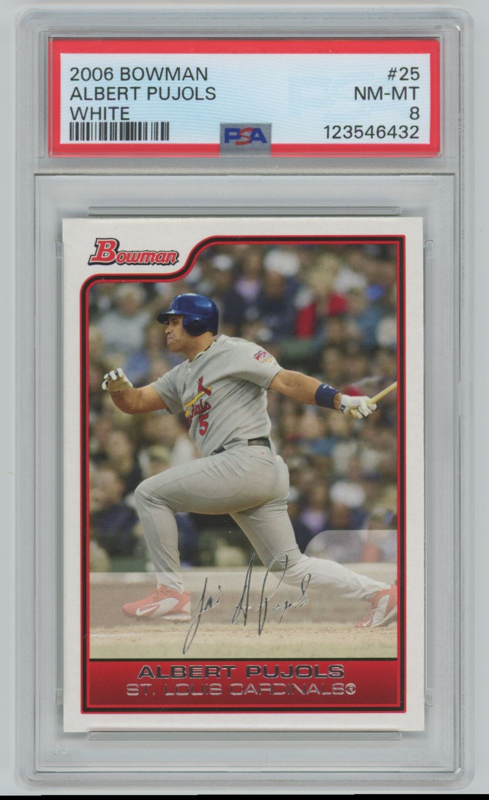 Albert Pujols 2006 Bowman White /120 PSA 8 #25 St. Louis Cardinals
