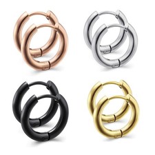 Surgical Stainless Steel Small Hoop Earrings 8mm/10mm/12mm Gold Black Hoop Ca...
