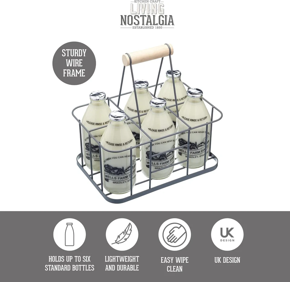 KitchenCraft Living Nostalgia Portabottiglie in Filo da 6 Argento - Immagine 3 di 4