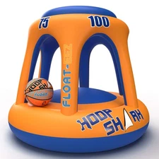 Swimming Pool Basketball Hoop Set by - Orange/Blue - Inflatable Hoop with Bal...