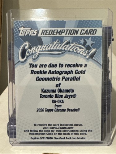 2026 Topps Chrome - Kazuma Okamoto Gold Geometric Auto /50 RC Redemption