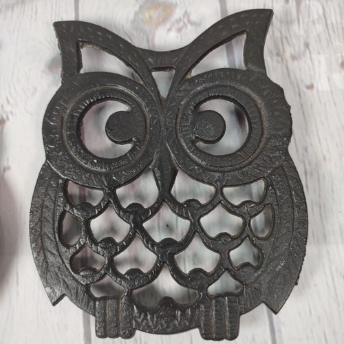 Set of 2 Cast Iron Owl Trivet Black 5.25" X 4.5” X 0.5" - Bild 3 von 7