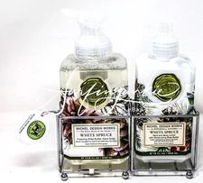 Michel Design Works White Spruce Foaming Sink Hand Soap Hand Body Lotion 3pc Set