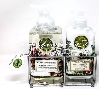Michel Design Works White Spruce Foaming Sink Hand Soap Hand Body Lotion 3pc Set