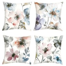 Watercolor Flower Throw Pillow Covers 18x18 Inch Set of 4 18" x 18" Pack of 4 