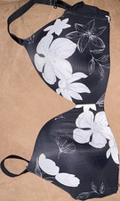 Auden 32DDD Underwired Padded T-Shirt Bra Black/White Floral Adjustable Straps